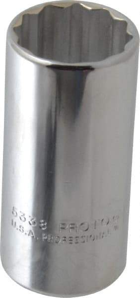 Proto - 1-3/16", 1/2" Drive, Deep Hand Socket - 12 Points, 3-1/4" OAL, Chrome Finish - All Tool & Supply