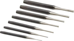 Proto - 7 Piece, 1/16 to 1/4", Pin Punch Set - Round Shank, Comes in Pouch - All Tool & Supply