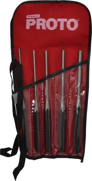 Proto - 5 Piece, 5/32 to 5/16", Pin Punch Set - Round Shank, Comes in Pouch - All Tool & Supply