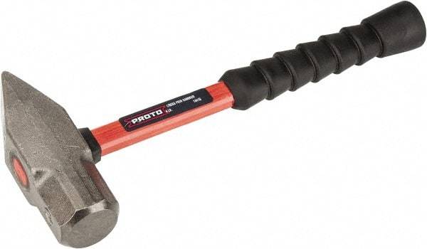 Proto - 4 Lb Head Cross Pein Hammer - 14" Fiberglass Handle, 1-15/16" Face Diam, 13-29/32" OAL - All Tool & Supply