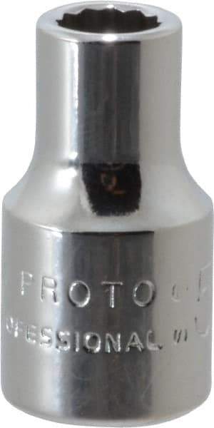 Proto - 1/4" Drive, Standard Hand Socket - 12 Points, 7/8" OAL, Chrome Finish - All Tool & Supply