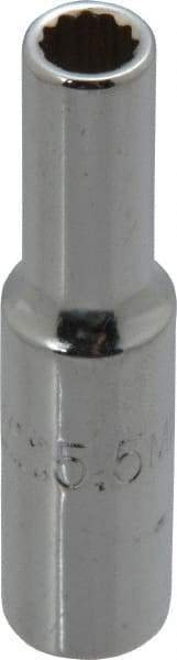 Proto - 1/4" Drive, Deep Hand Socket - 12 Points, 1-15/16" OAL, Chrome Finish - All Tool & Supply