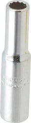 Proto - 1/4" Drive, Deep Hand Socket - 12 Points, 1-15/16" OAL, Chrome Finish - All Tool & Supply