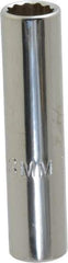 Proto - 1/4" Drive, Deep Hand Socket - 12 Points, 1-15/16" OAL, Chrome Vanadium, Chrome Finish - All Tool & Supply