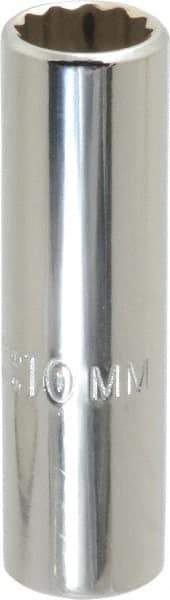 Proto - 1/4" Drive, Deep Hand Socket - 12 Points, 1-15/16" OAL, Chrome Vanadium, Chrome Finish - All Tool & Supply