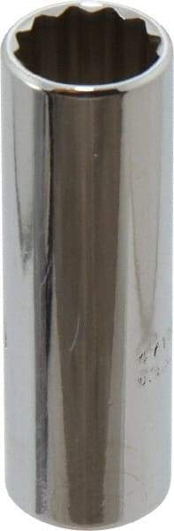 Proto - 1/4" Drive, Deep Hand Socket - 12 Points, 1-15/16" OAL, Chrome Finish - All Tool & Supply