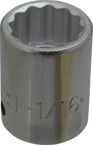 Proto - 1-1/16", 3/4" Drive, Standard Hand Socket - 12 Points, 2" OAL, Chrome Finish - All Tool & Supply