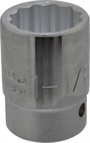 Proto - 1-1/8", 3/4" Drive, Standard Hand Socket - 12 Points, 2-7/32" OAL, Chrome Finish - All Tool & Supply