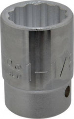 Proto - 1-1/8", 3/4" Drive, Standard Hand Socket - 12 Points, 2-7/32" OAL, Chrome Finish - All Tool & Supply