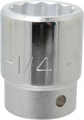 Proto - 1-1/4", 3/4" Drive, Standard Hand Socket - 12 Points, 2-15/64" OAL, Chrome Finish - All Tool & Supply