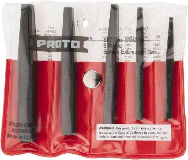 Proto - 5 Piece Screw Extractor Set - Screw Range 3/16 to 3/4" - All Tool & Supply