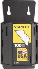 Stanley - 100 Piece Carbon Steel Utility Knife Blade - 2-7/16" OAL, 0.024" Blade Thickness - All Tool & Supply