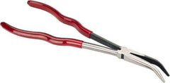 Proto - 11-3/8" OAL, 2-9/16" Jaw Length x 23/32" Jaw Width, Long Nose Bent Nose Pliers - Smooth Jaw, Plastisol Handles - All Tool & Supply