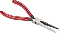 Proto - 6-1/16" OAL, 2-1/8" Jaw Length x 11/16" Jaw Width, Long Nose Needle Nose Pliers - Serrated Jaw, Long Thin Head, Plastisol Handles - All Tool & Supply