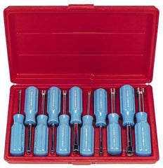 Proto - 11 Piece 4 to 14mm Nutdriver Set - Standard Shaft, Color Coded Handle - All Tool & Supply