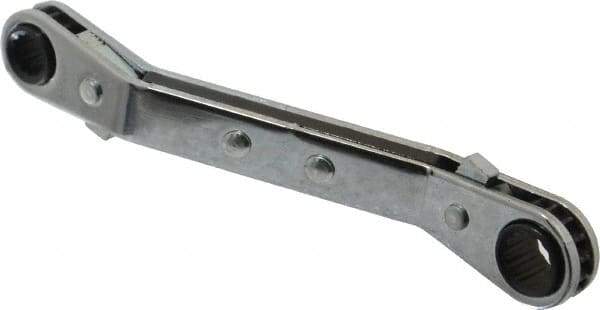 Proto - 1/4" x 5/16" 12 Point Reversible Ratcheting Offset Box Wrench - Double End, 4-1/8" OAL, Steel, 25° Offset - All Tool & Supply