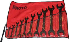 Proto - 10 Piece, 5/16" x 3/8" to 1-1/2" x 1-5/8", Open End Wrench Set - Inch Measurement Standard, Black Oxide Finish, Comes in Nylon Roll - All Tool & Supply