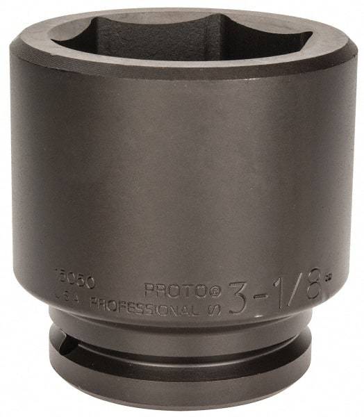 Proto - 1-1/2" Drive 3-1/8" Standard Impact Socket - 6 Points, 4-5/8" OAL - All Tool & Supply