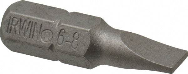 Irwin - 7/32" x 0.04" Blade, 1/4" Drive Slotted Screwdriver Bit - 1" OAL, Power Bit - All Tool & Supply