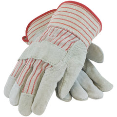 ‎85-7512C Split Leather Palm - Copper Series -  B/C Shoulder -  Gry./ Red Striped -  Rubberized SC -  Ladies'