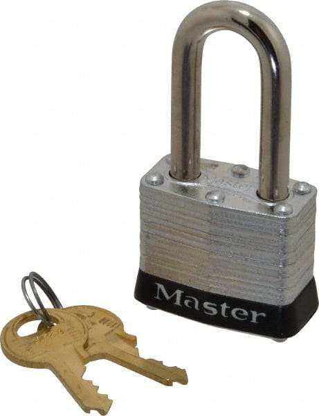 Master Lock - Keyed Alike Retaining Key Conductive Lockout Padlock - 1-1/2" Shackle Clearance, 9/32" Shackle Diam, 1-1/4" Body Height x 1-9/16" Body Width, Black, 4 Pins - All Tool & Supply