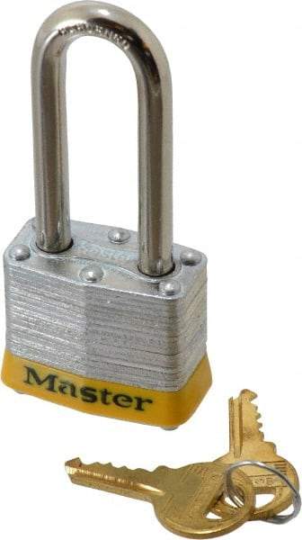 Master Lock - Keyed Alike Retaining Key Conductive Lockout Padlock - 2" Shackle Clearance, 9/32" Shackle Diam, 1-1/4" Body Height x 1-9/16" Body Width, Yellow, 4 Pins - All Tool & Supply