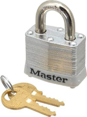 Master Lock - Keyed Alike Retaining Key Conductive Lockout Padlock - 3/4" Shackle Clearance, 9/32" Shackle Diam, 1-1/4" Body Height x 1-9/16" Body Width, White, 4 Pins - All Tool & Supply