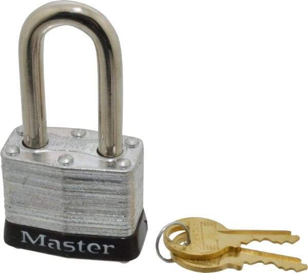 Master Lock - Keyed Different Retaining Key Conductive Lockout Padlock - 1-1/2" Shackle Clearance, 9/32" Shackle Diam, 1-1/4" Body Height x 1-9/16" Body Width, Black, 4 Pins - All Tool & Supply