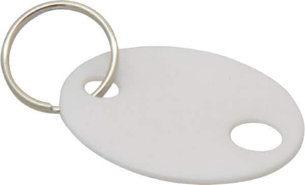 Master Lock - Oval, English Safety & Facility Key Tag - White Plastic - All Tool & Supply