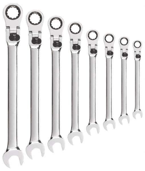 GearWrench - 8 Piece, 5/16" to 3/4", Combination Wrench Set - Inch Measurement Standard, Chrome Finish, Comes in Tray - All Tool & Supply