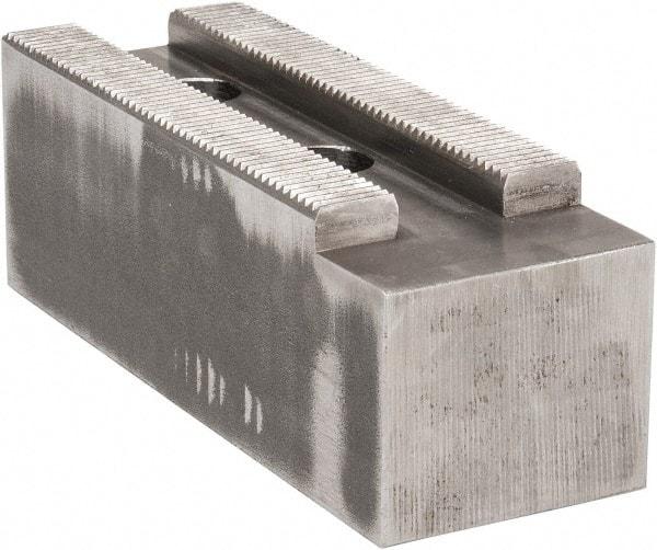 Atlas Workholding - 1.5mm x 60° Serrated Attachment, Square Soft Lathe Chuck Jaw - Steel, 2.362" Btw Mount Hole Ctrs, 7" Long x 2-1/2" Wide x 2-1/2" High, 0.984" Groove, M20mm Fastener - All Tool & Supply