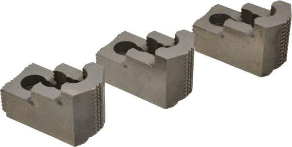 Atlas Workholding - 8" Max Chuck Diam Compatibility, Hard Steel 1.5mm x 60° Serrated Hard Lathe Top Jaws - 1.57" Wide x 2.95" Long x 1.96" High - All Tool & Supply