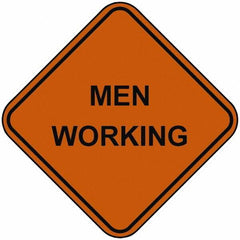 PRO-SAFE - "Men Working", 48" Wide x 48" High, Nylon Construction Roadway Signs - Orange, Square, Sign Stand Mount - All Tool & Supply