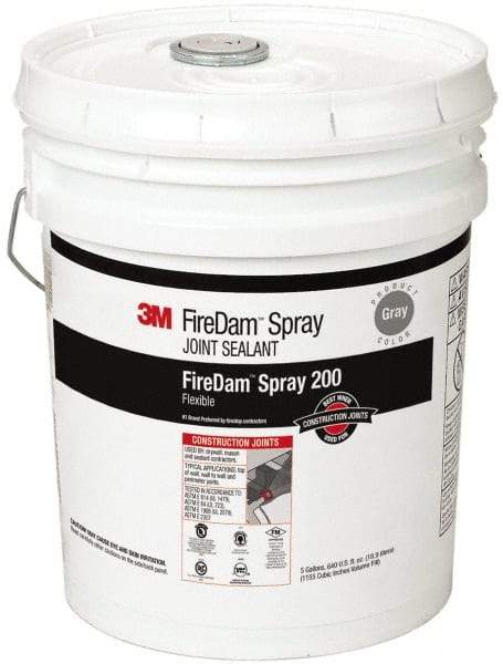 3M - 5 Gal Pail Gray Elastomer Joint Sealant - 110°F Max Operating Temp, 24 hr Full Cure Time, Series Spray 200 - All Tool & Supply