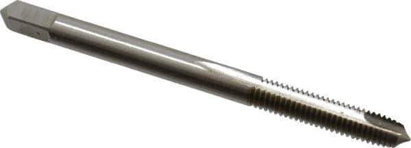 Hertel - #8-36 UNF, 2 Flute, Bright Finish, High Speed Steel Spiral Point Tap - Plug Chamfer, Right Hand Thread, 2-1/8" OAL, 3/4" Thread Length - Exact Industrial Supply