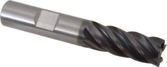 Kennametal - 1/2", 1-1/4" LOC, 1/2" Shank Diam, 3" OAL, 5 Flute, Solid Carbide Square End Mill - Single End, AlTiN Finish, Spiral Flute, 38° Helix, Right Hand Cut, Right Hand Flute, Series UDDE - All Tool & Supply