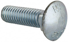 Value Collection - 7/16-14 UNC 1-1/2" Length Under Head, Standard Square Neck, Carriage Bolt - Grade 2 Steel, Zinc-Plated Finish - All Tool & Supply