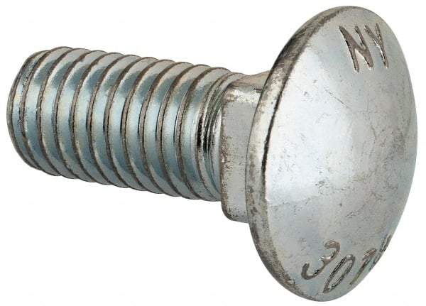 Value Collection - 1/2-13 UNC 1-1/4" Length Under Head, Standard Square Neck, Carriage Bolt - Grade 2 Steel, Zinc-Plated Finish - All Tool & Supply