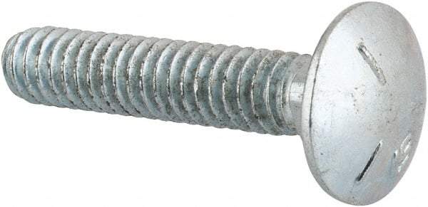 Value Collection - 1/4-20 UNC 1-1/4" Length Under Head, Standard Square Neck, Carriage Bolt - Grade 5 Steel, Zinc-Plated Finish - All Tool & Supply