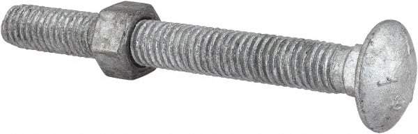 Value Collection - 3/8-16 UNC 3-1/2" Length Under Head, Standard Square Neck, Carriage Bolt - Grade 5 Steel, Galvanized Zinc-Plated Finish - All Tool & Supply