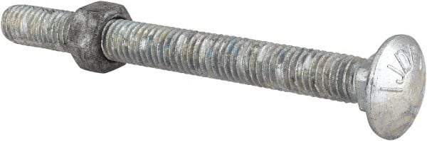 Value Collection - 3/8-16 UNC 4" Length Under Head, Standard Square Neck, Carriage Bolt - Grade 5 Steel, Galvanized Zinc-Plated Finish - All Tool & Supply