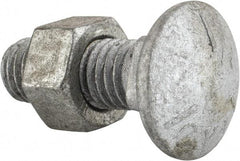 Value Collection - 1/2-13 UNC 1-1/2" Length Under Head, Standard Square Neck, Carriage Bolt - Grade 5 Steel, Galvanized Zinc-Plated Finish - All Tool & Supply