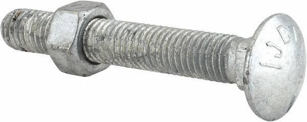 Value Collection - 1/2-13 UNC 3-1/2" Length Under Head, Standard Square Neck, Carriage Bolt - Grade 5 Steel, Galvanized Zinc-Plated Finish - All Tool & Supply