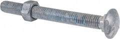 Value Collection - 1/2-13 UNC 5" Length Under Head, Standard Square Neck, Carriage Bolt - Grade 5 Steel, Galvanized Zinc-Plated Finish - All Tool & Supply