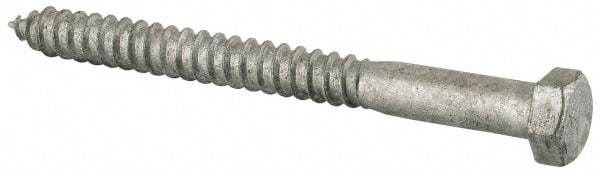 Value Collection - 1/2" Screw, 5-1/2" Length Under Head, Steel, Hex Head Lag Screw - Hot Dipped Galvanized, Grade 2 - All Tool & Supply