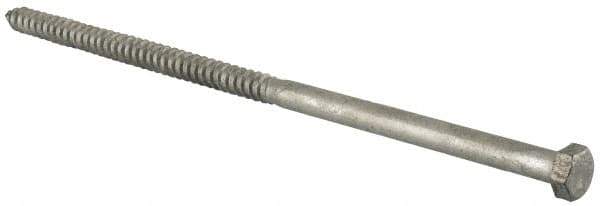 Value Collection - 1/2" Screw, 12" Length Under Head, Steel, Hex Head Lag Screw - Hot Dipped Galvanized, Grade 2 - All Tool & Supply