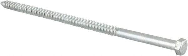 Value Collection - 3/8" Screw, 9" Length Under Head, Steel, Hex Head Lag Screw - Zinc Plated, Grade 2 - All Tool & Supply