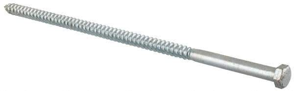 Value Collection - 3/8" Screw, 10" Length Under Head, Steel, Hex Head Lag Screw - Zinc Plated, Grade 2 - All Tool & Supply