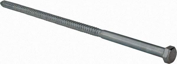 Value Collection - 1/2" Screw, 14" Length Under Head, Steel, Hex Head Lag Screw - Zinc Plated, Grade 2 - All Tool & Supply