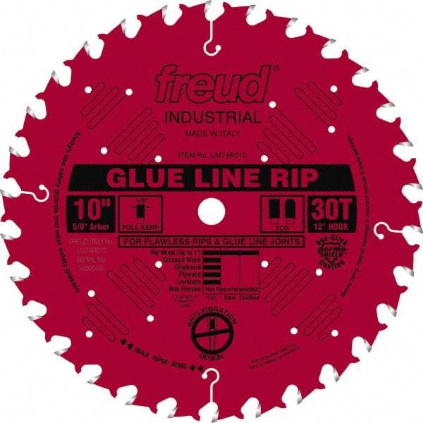 Freud - 10" Diam, 5/8" Arbor Hole Diam, 30 Tooth Wet & Dry Cut Saw Blade - Carbide-Tipped, Standard Round Arbor - All Tool & Supply